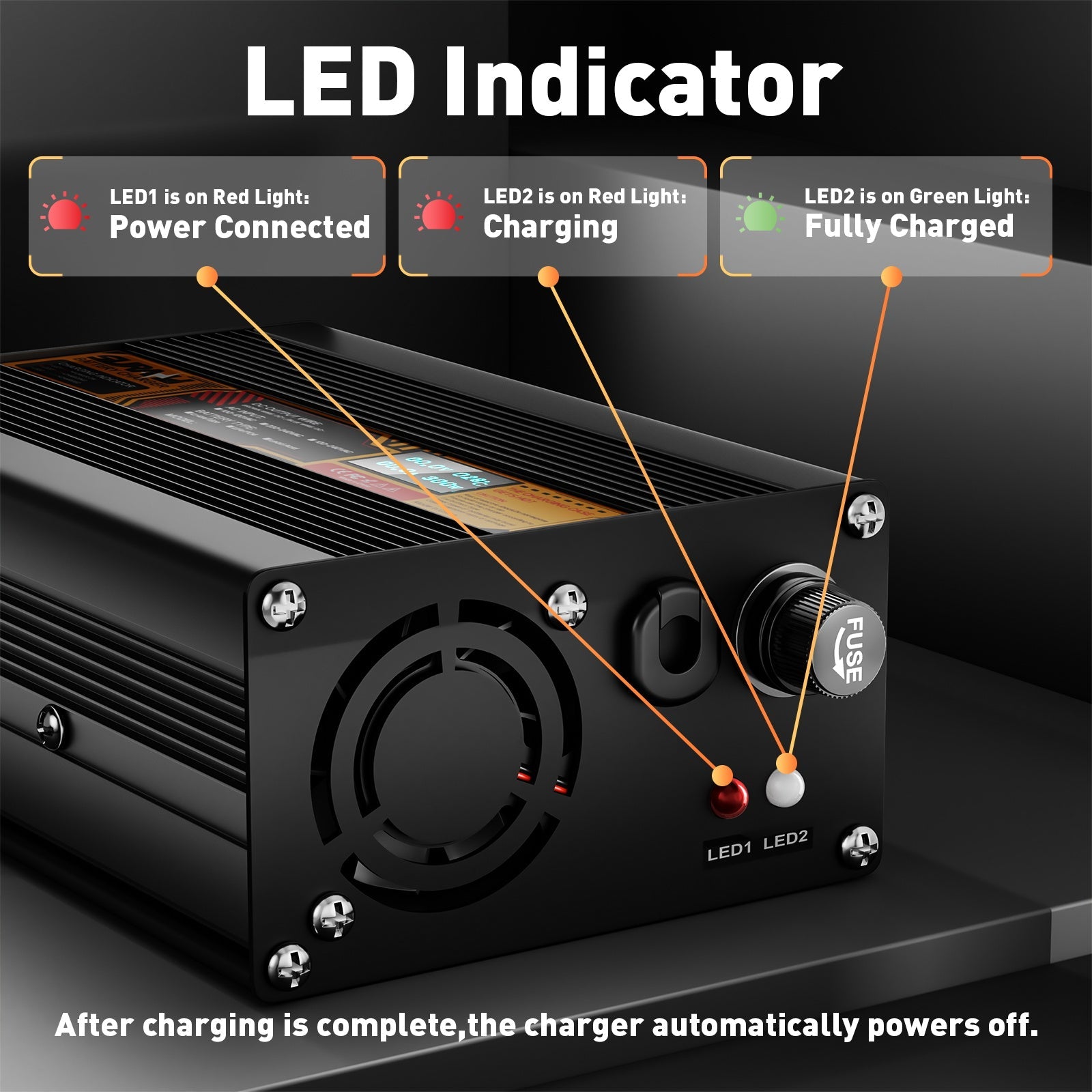 Suraziki Lithium-67,2 V 3 A-Batterieladegerät für 59,2 V 60 V Lithium-Ionen-Polymerbatterien, LED-Anzeige, vollständiger Schutz, Gehäuse aus Aluminiumlegierung