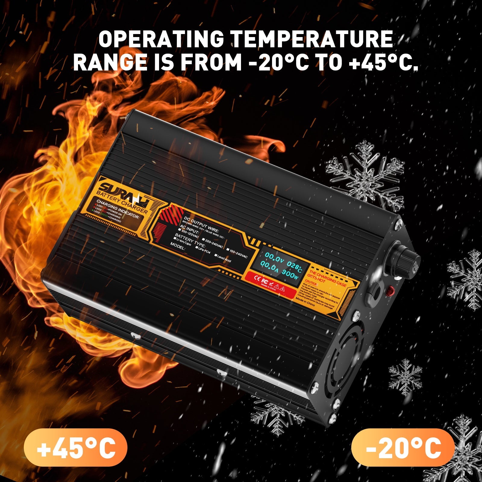 Suraziki Lithium-67,2 V 3 A-Batterieladegerät für 59,2 V 60 V Lithium-Ionen-Polymerbatterien, LED-Anzeige, vollständiger Schutz, Gehäuse aus Aluminiumlegierung