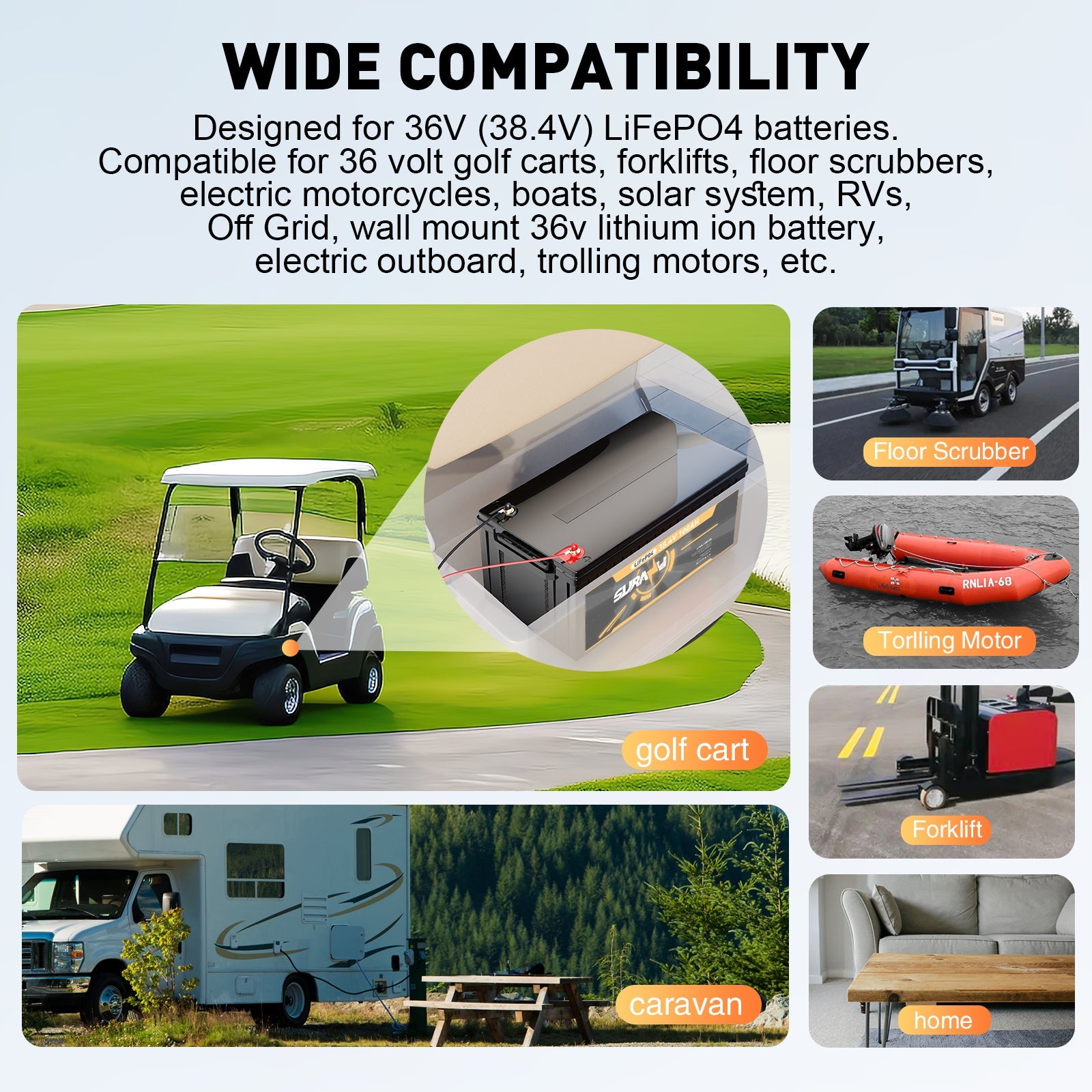 Suraziki 36V 25A Lithium Lifepo4 batterijlader, 43,8V laadspanning voor 36V (38,4V) 12S Batterij, waterdicht, 0V BMS-activering, met vergrendelingskabel voor elektrische voertuigen, e-bikes en golfkarretjes