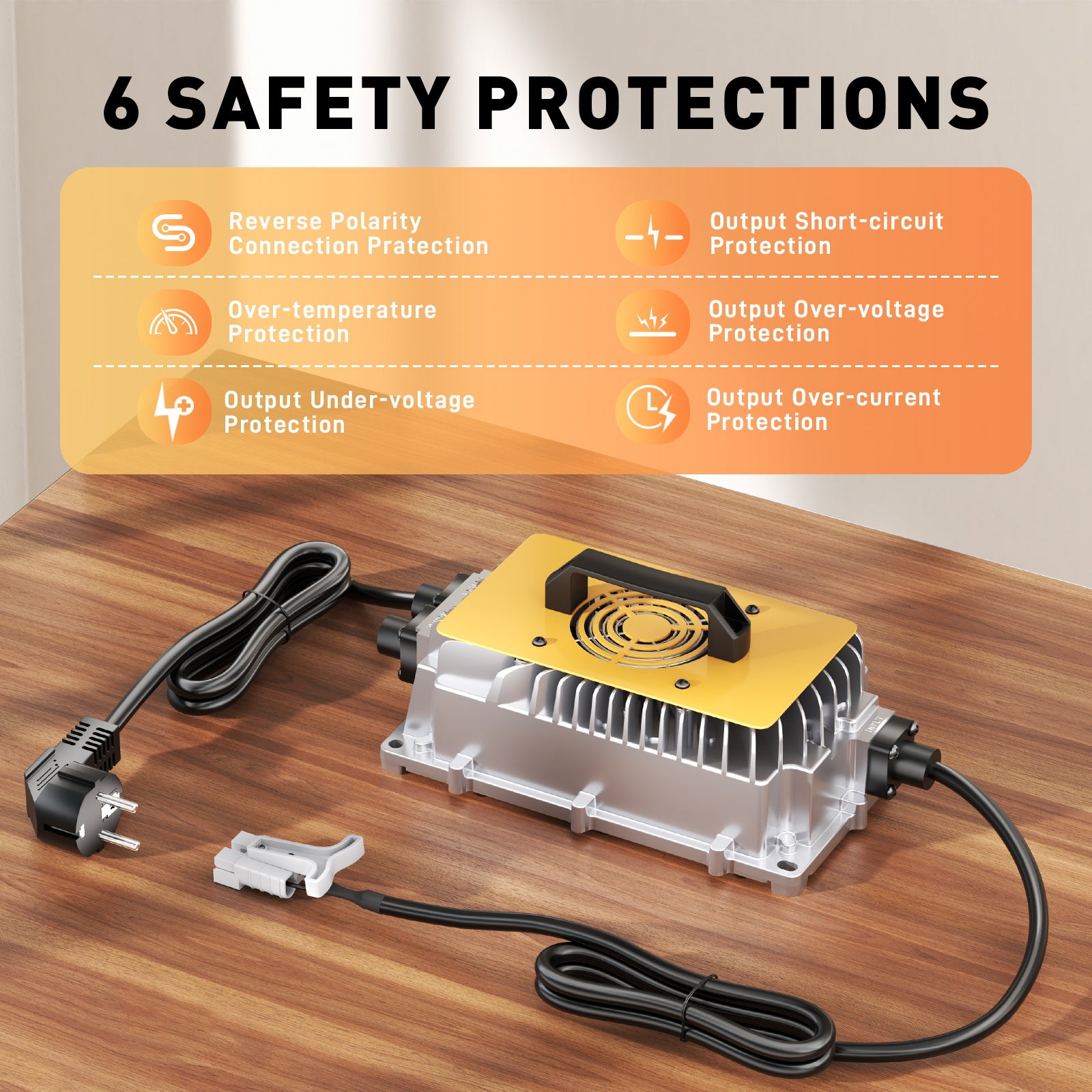 29.2V 30A LiFePO4 Battery Charger for 25.6V(24V) Batteries, 0V BMS Activation, Waterproof Charger for Golf Carts, Boats, and RVs, with Full Protection